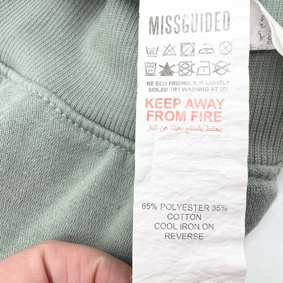 Missguided Colorblock Crewneck Sweatshirt Sweater Green Cream Size US 6 - Picture 7 of 9